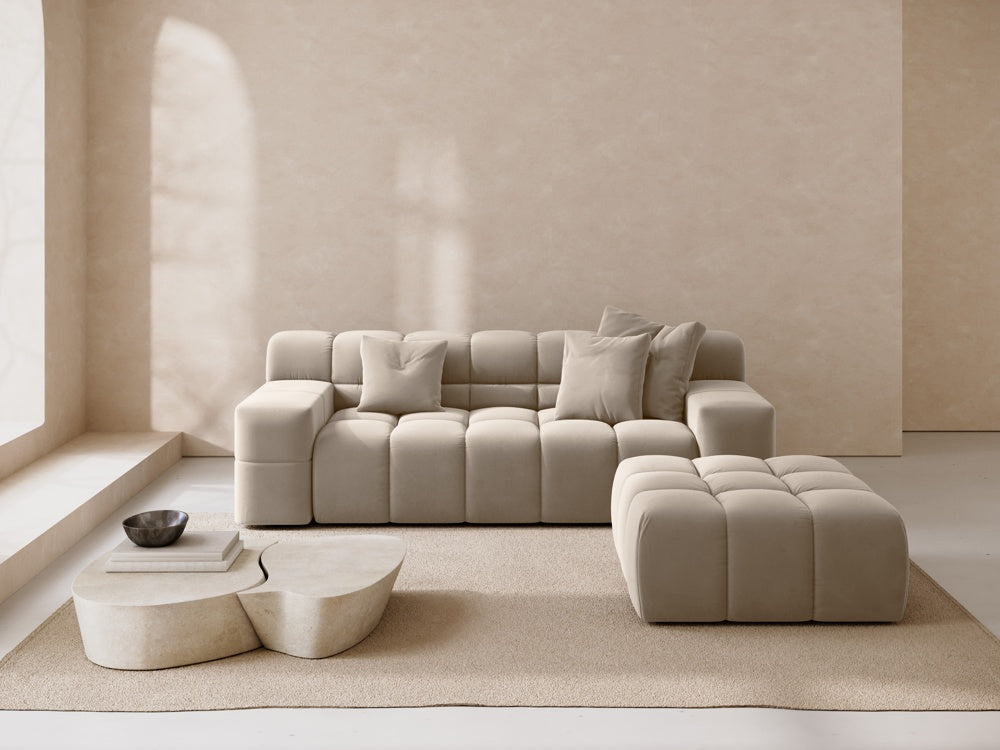 
Pouf design « Hawaii » - Velours Beige clair / Pièce d'angle droite