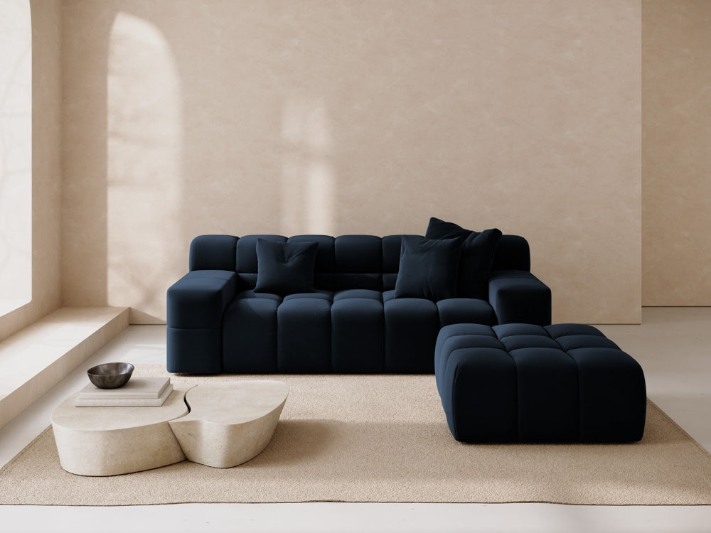 
Pouf design « Hawaii » - Velours bleu marine / Pièce d'angle droite
