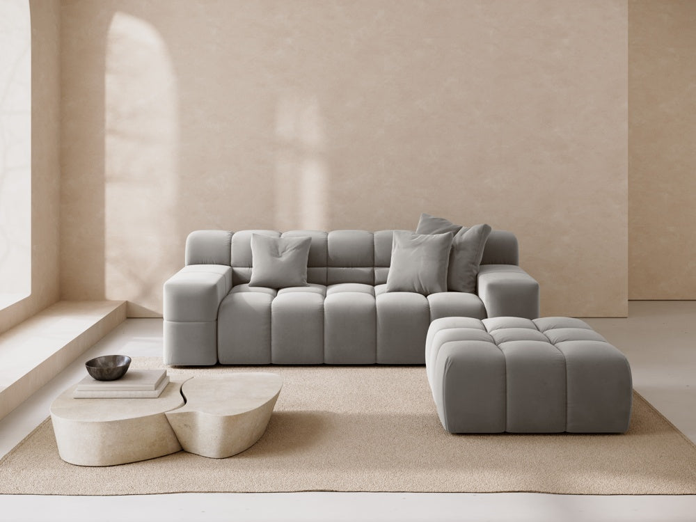 
Pouf design « Hawaii » - Velours argenté / Pièce d'angle droite