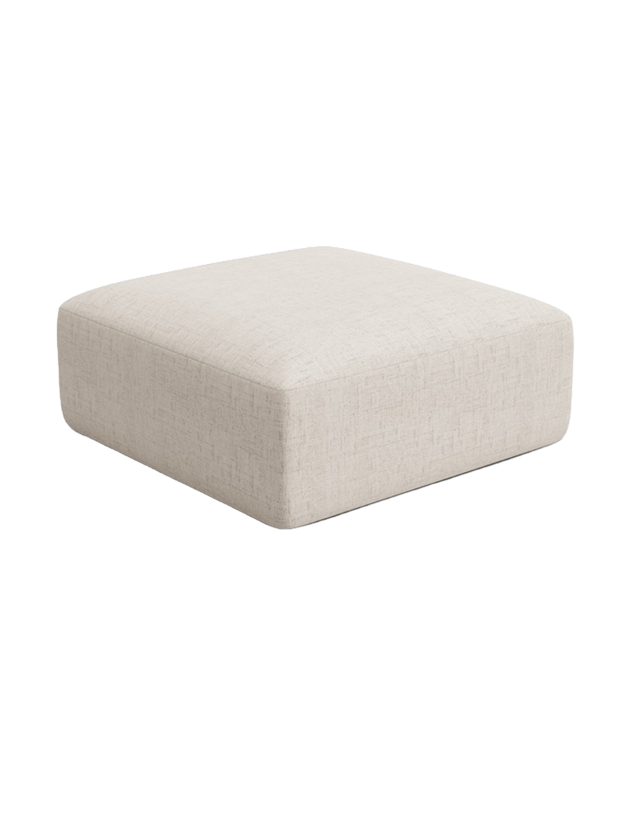 
"Campi" Design Ottoman - Structured Fabric Light Beige