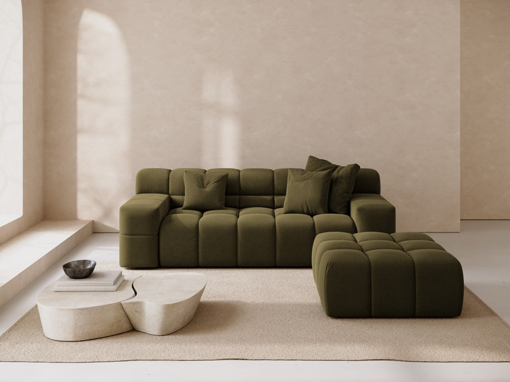 
Pouf design « Hawaii » - Tissu structuré vert / Pièce d'angle droite