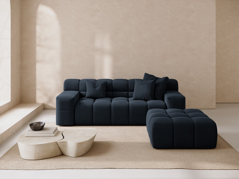 
Pouf design « Hawaii » - Tissu structuré bleu roi / Pièce d'angle droite
