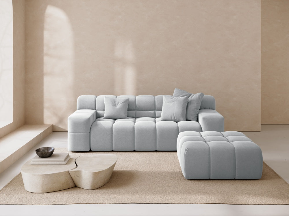 
Pouf design « Hawaii » - Tissu structuré gris clair / Pièce d'angle droite