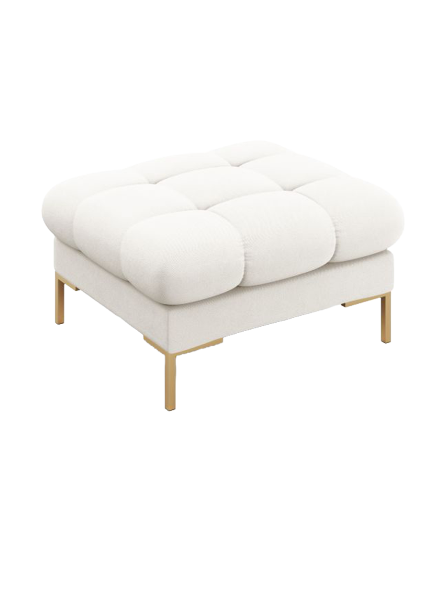 
Design Sitzpouf „Bali“ - Strukturstoff Beige hell / Gold