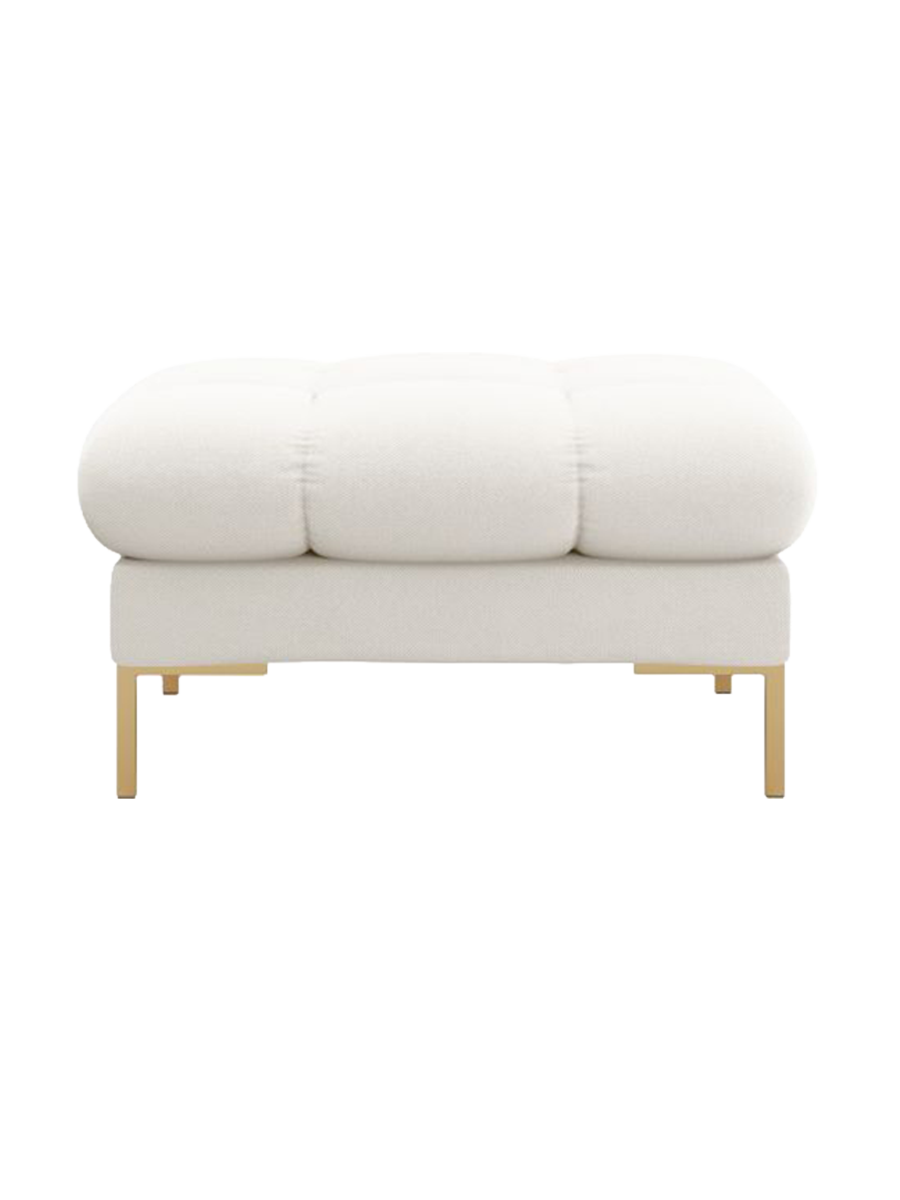 
Design Sitzpouf „Bali“ - Strukturstoff Beige hell / Gold