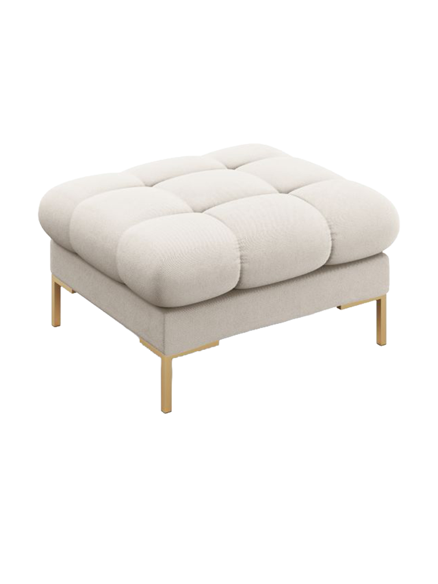 
Design Sitzpouf „Bali“ - Strukturstoff Beige / Gold