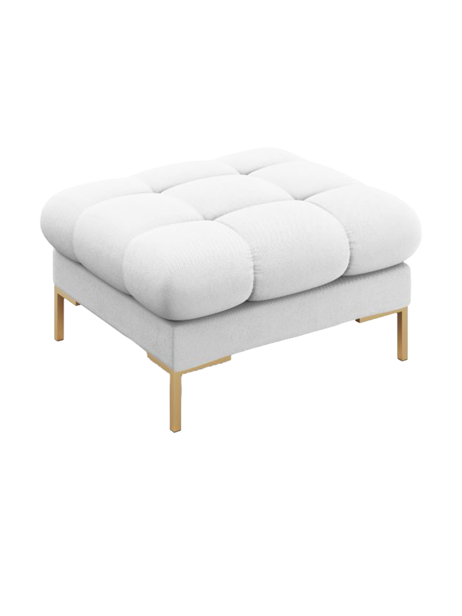 
Design Sitzpouf „Bali“ - Strukturstoff Hellgrau / Gold