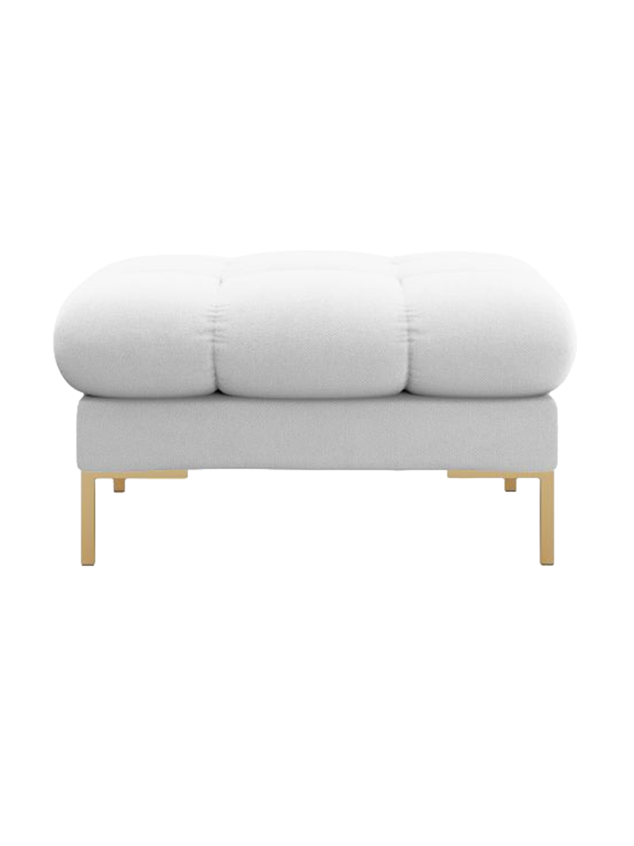 
Design Sitzpouf „Bali“ - Strukturstoff Hellgrau / Gold