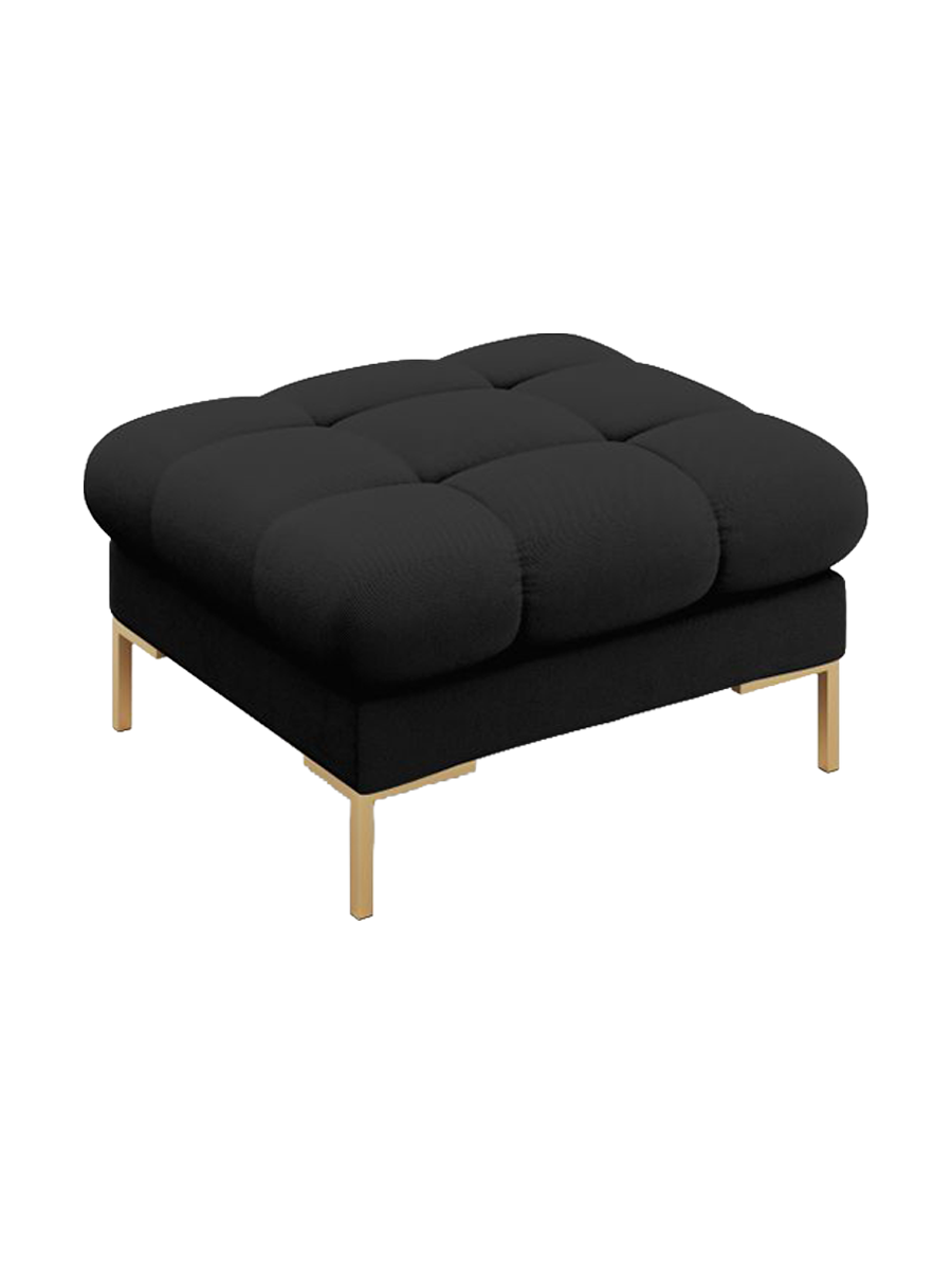 
Design Sitzpouf „Bali“ - Strukturstoff Schwarz / Gold