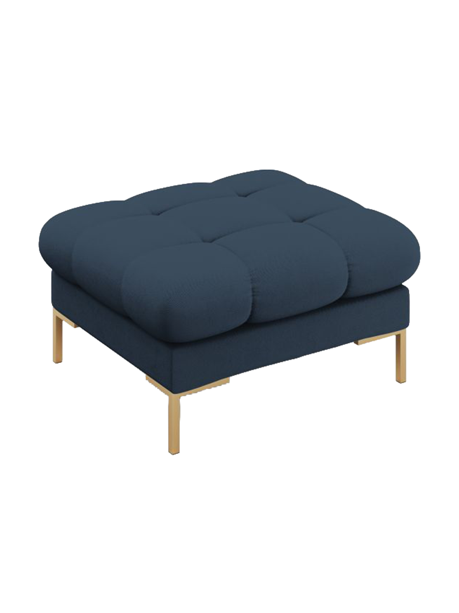 
Design Sitzpouf „Bali“ - Strukturstoff Blau / Gold