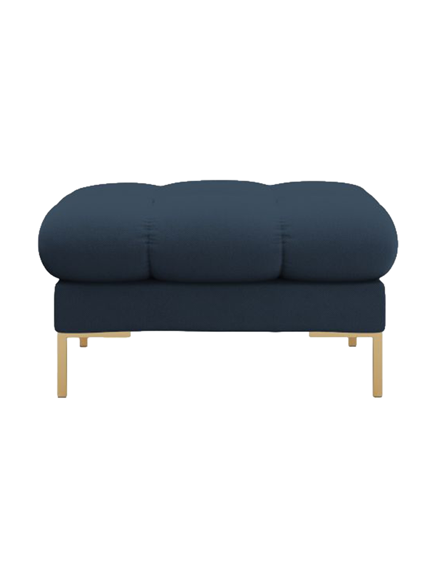 
Design Sitzpouf „Bali“ - Strukturstoff Blau / Gold