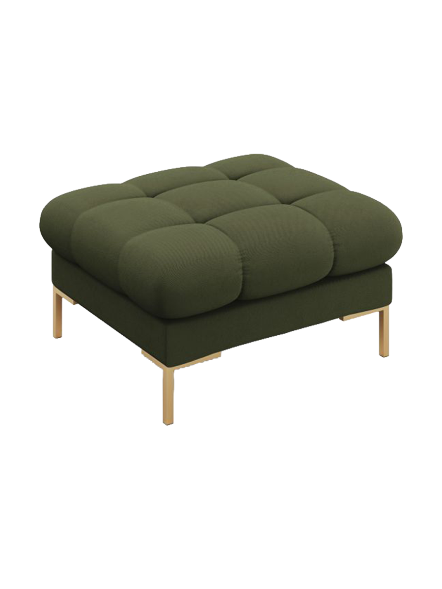 
Design Sitzpouf „Bali“ - Strukturstoff Grün / Gold