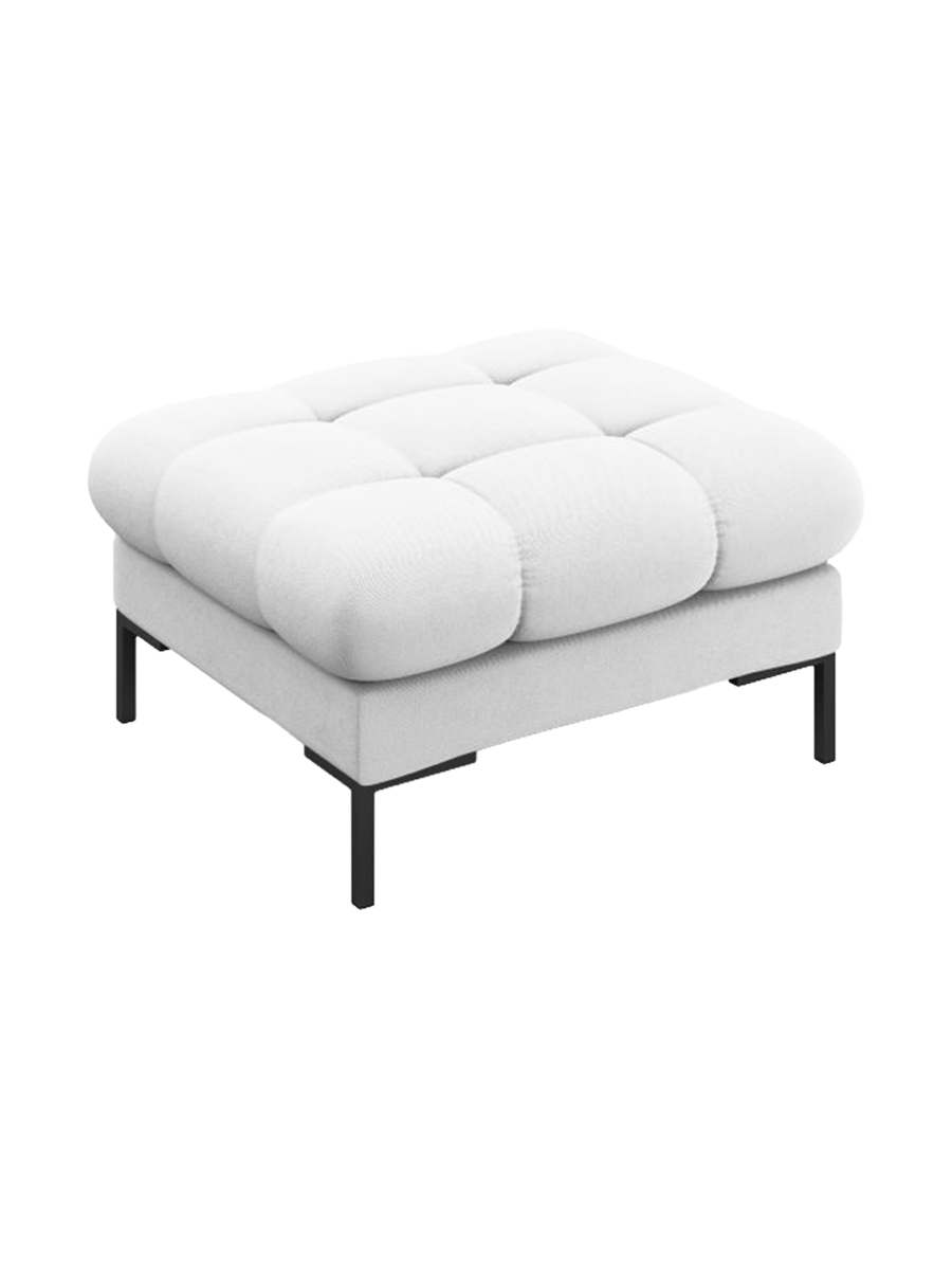 
Design Sitzpouf „Bali“ - Strukturstoff Hellgrau / Schwarz