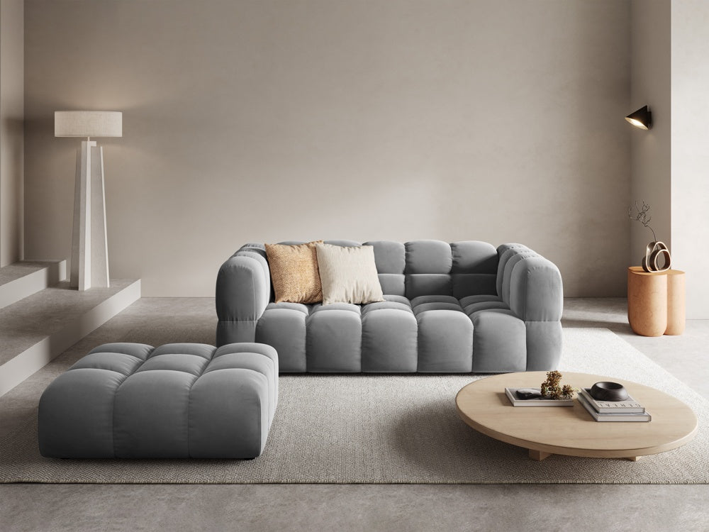 
Pouf design « Sky » - Velours gris clair / Pièce d'angle gauche