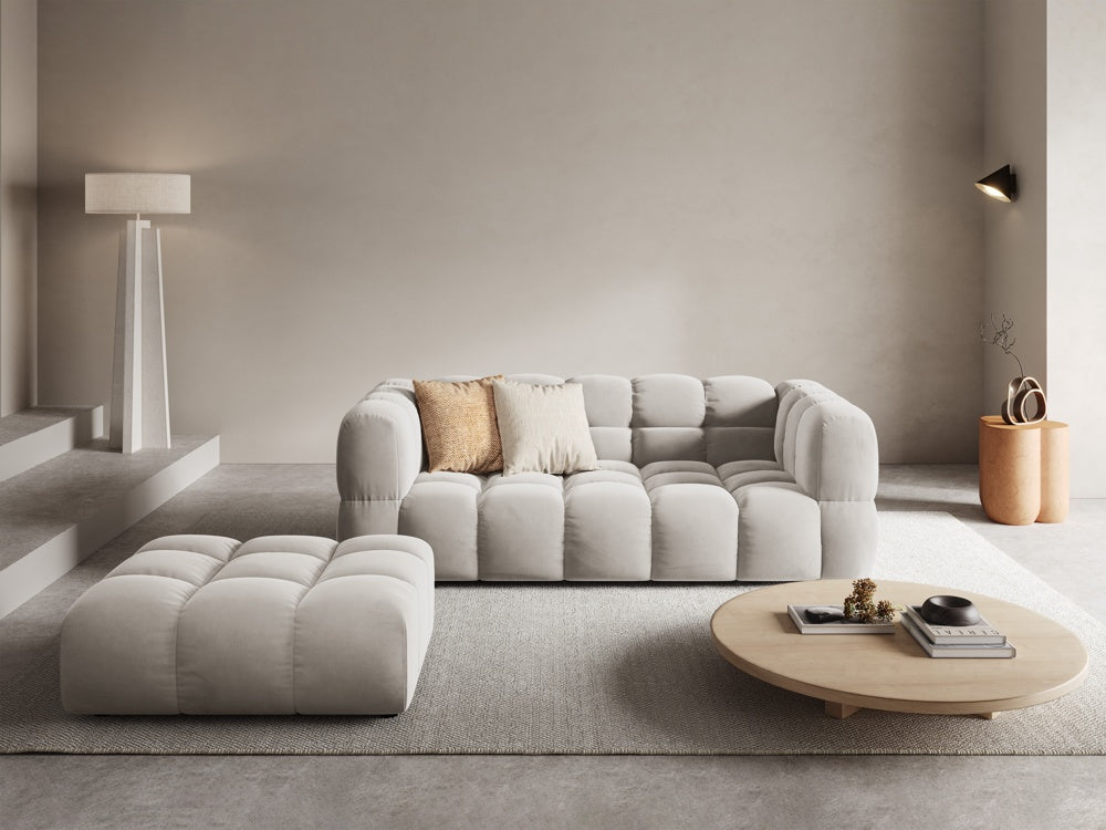 
Pouf design « Sky » - Velours beige clair / Pièce d'angle gauche