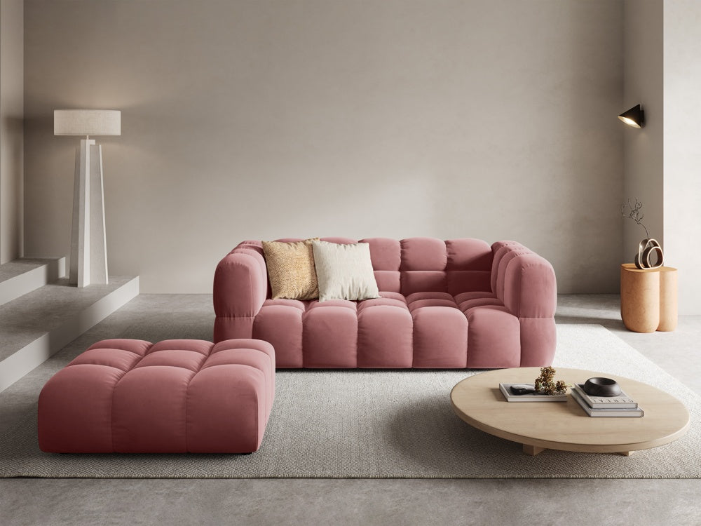 
Pouf design « Sky » - Velours rose flamant / Pièce d'angle gauche