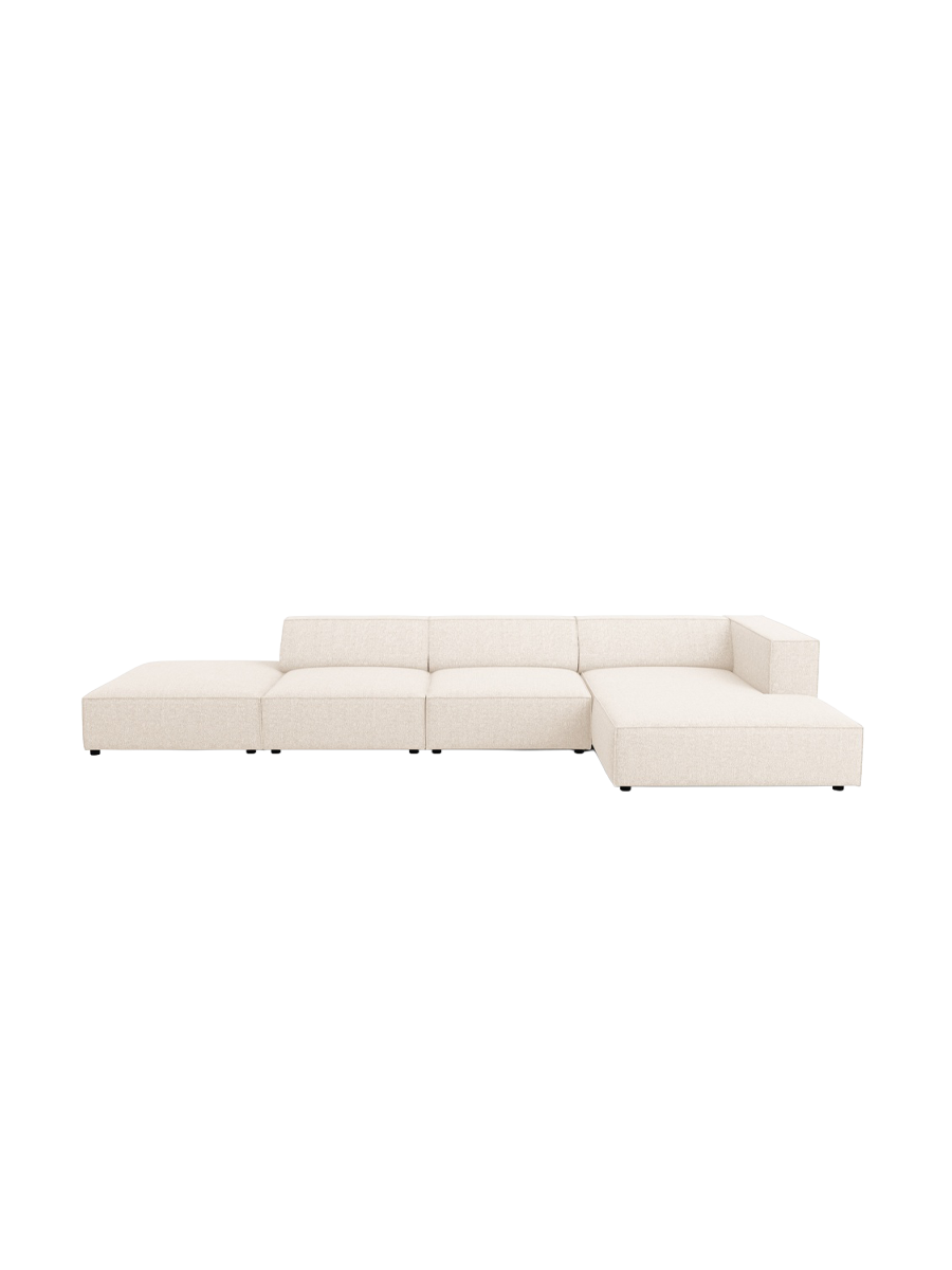 
5-Seater Designer Corner Sofa "Arendal" - Chenille Light Beige / Right-hand corner section