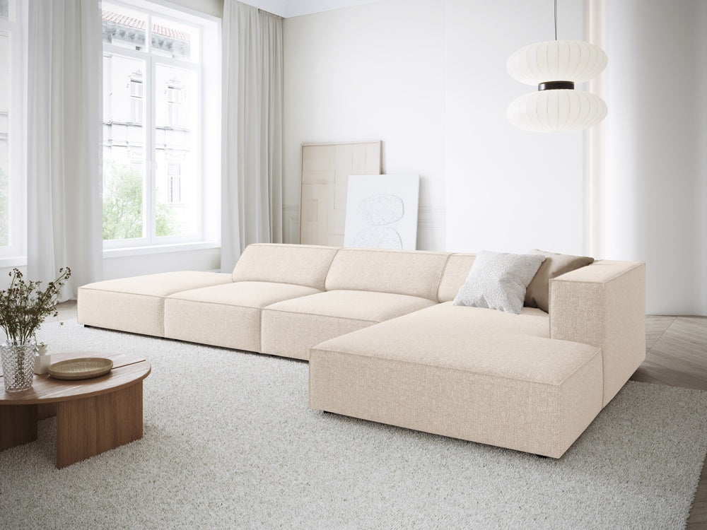 
5-Seater Designer Corner Sofa "Arendal" - Chenille Light Beige / Right-hand corner section