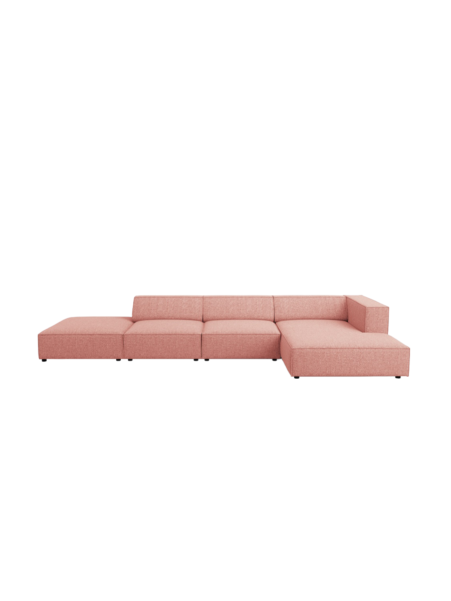 
5-Seater Designer Corner Sofa "Arendal" - Chenille Pink / Right-hand corner section