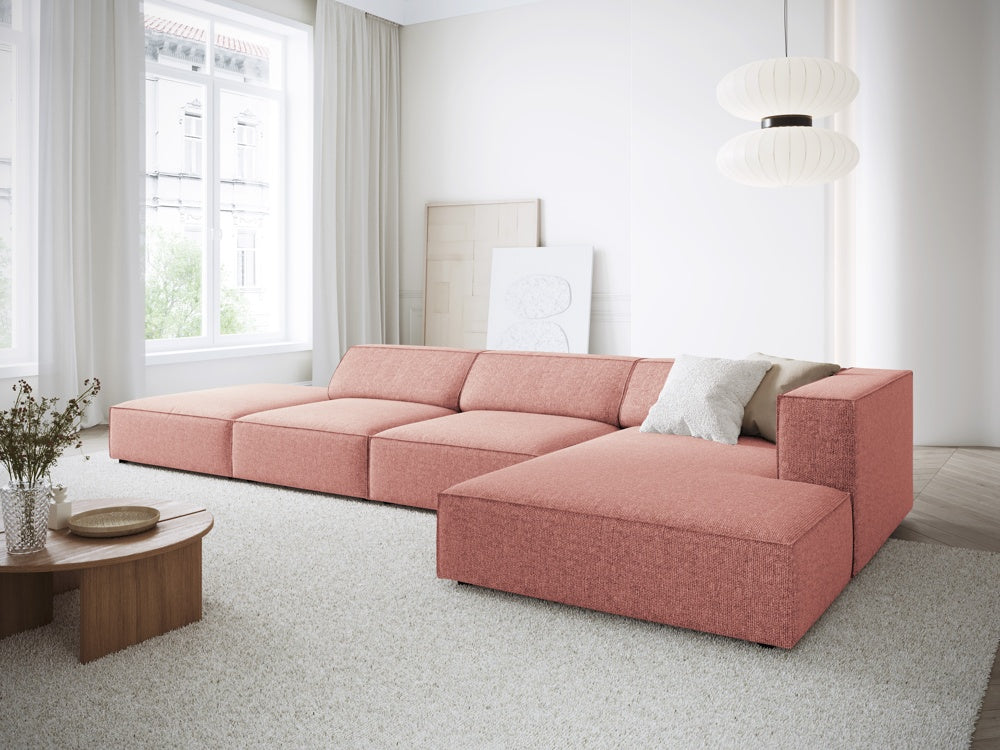 
5-Seater Designer Corner Sofa "Arendal" - Chenille Pink / Right-hand corner section