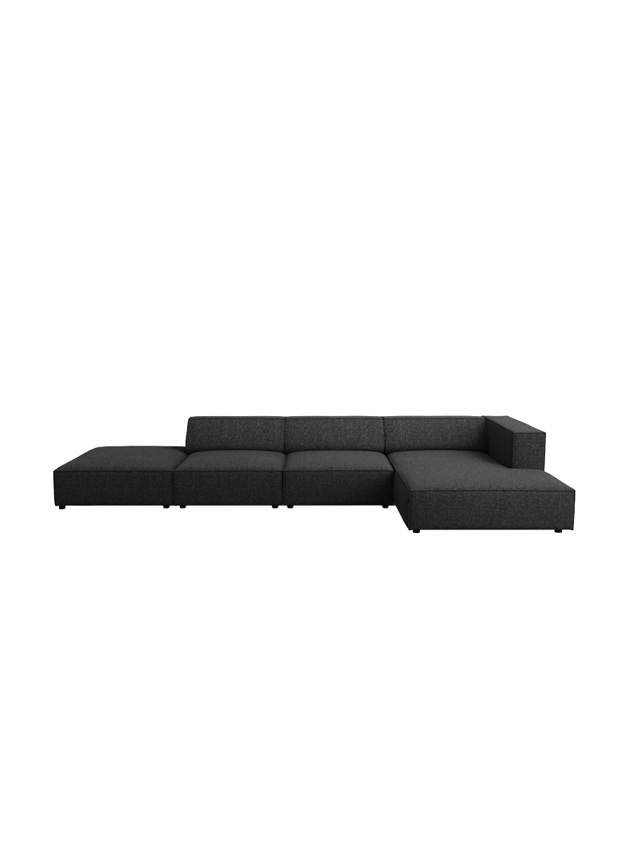 
5-Seater Designer Corner Sofa "Arendal" - Chenille Black / Right-hand corner section