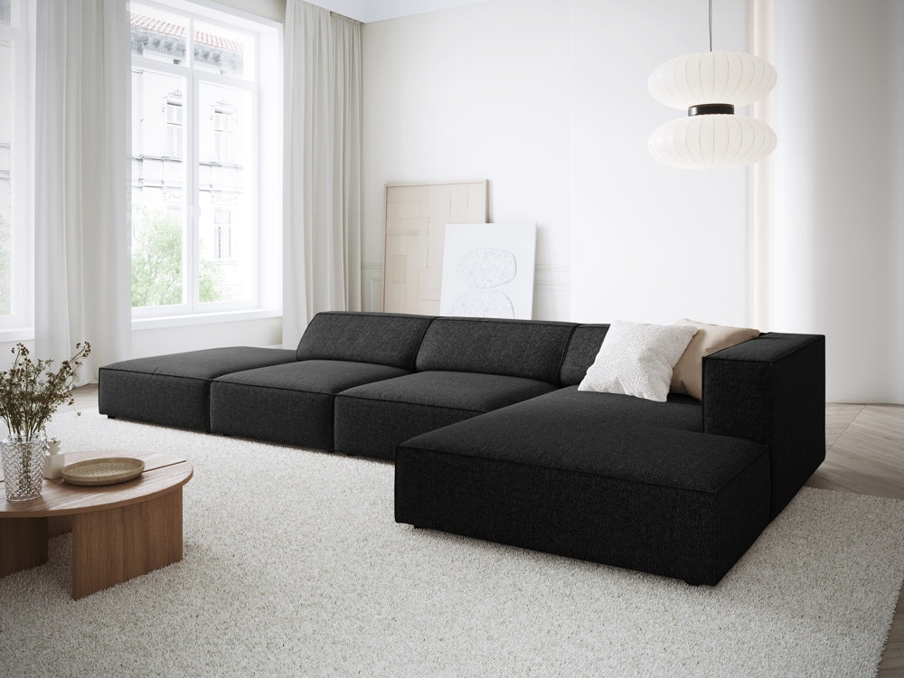 
5-Seater Designer Corner Sofa "Arendal" - Chenille Black / Right-hand corner section