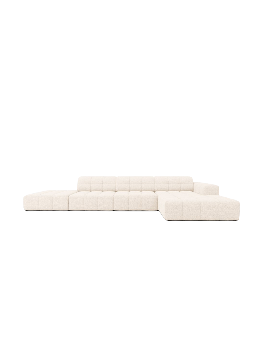 
5-seater designer corner sofa "Chicago" - Chenille Light Beige / Right-hand corner section