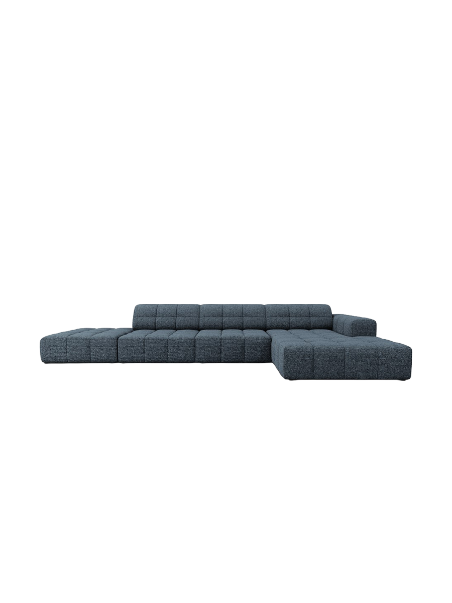 
5-seater designer corner sofa "Chicago" - Chenille Royal Blue / Right-hand corner section