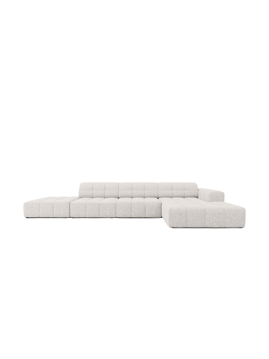 
5-seater designer corner sofa "Chicago" - Chenille Light Grey / Right-hand corner section