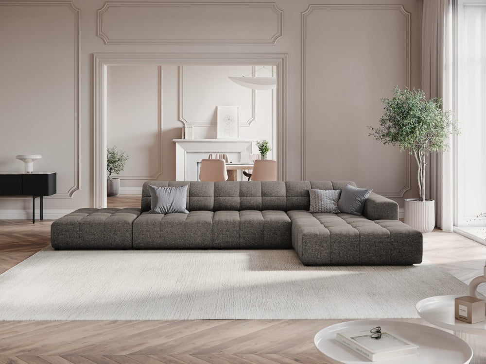 
5-seater designer corner sofa "Chicago" - Chenille Grey / Right-hand corner section