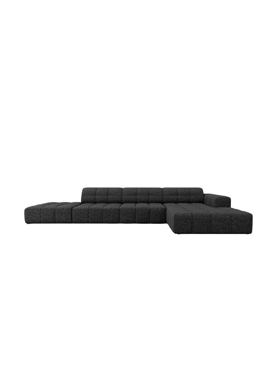 
5-seater designer corner sofa "Chicago" - Chenille Black / Right-hand corner section