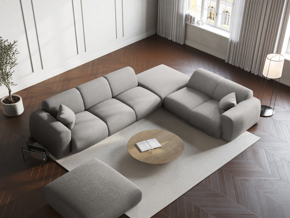 
5-Sitzer Design Ecksofa „Nolio II“ - Chenille Hellgrau / Eckteil rechts