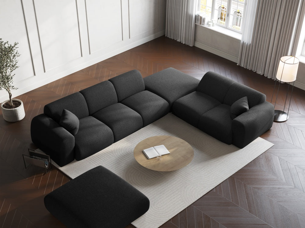 
5-Sitzer Design Ecksofa „Nolio II“ - Chenille Schwarz / Eckteil rechts