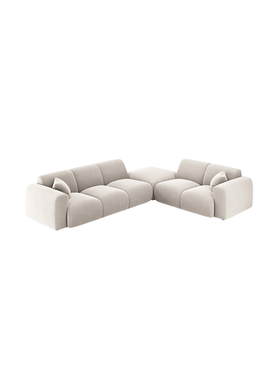 
5-Sitzer Design Ecksofa „Nolio II“ - Samt Beige hell / Eckteil rechts
