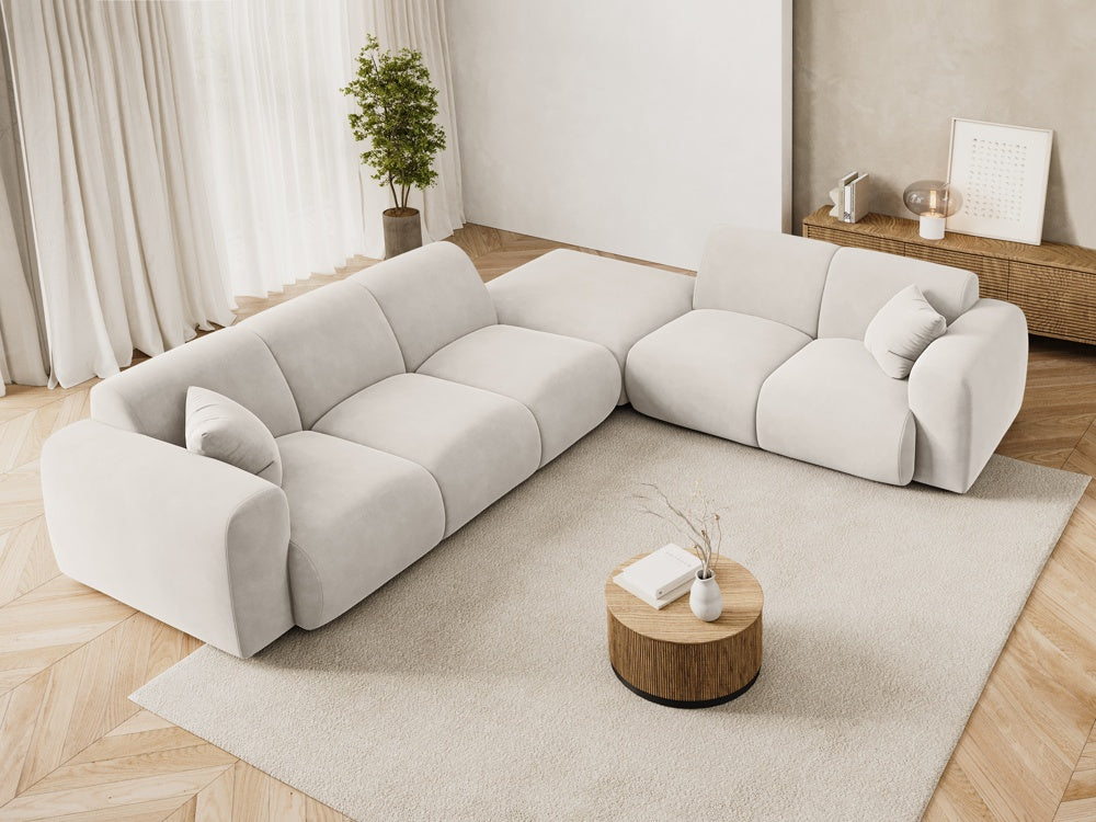 
5-Sitzer Design Ecksofa „Nolio II“ - Samt Beige hell / Eckteil rechts