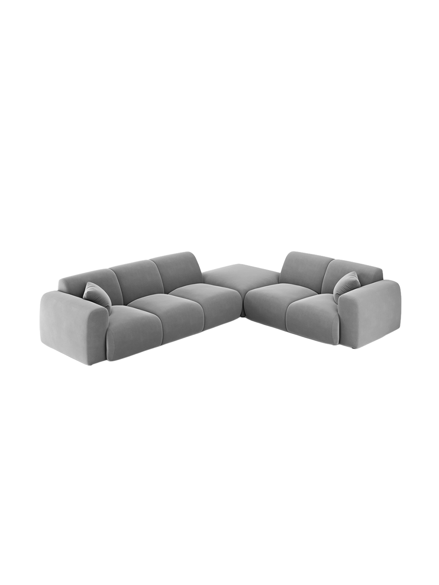 
5-Sitzer Design Ecksofa „Nolio II“ - Samt Hellgrau / Eckteil rechts