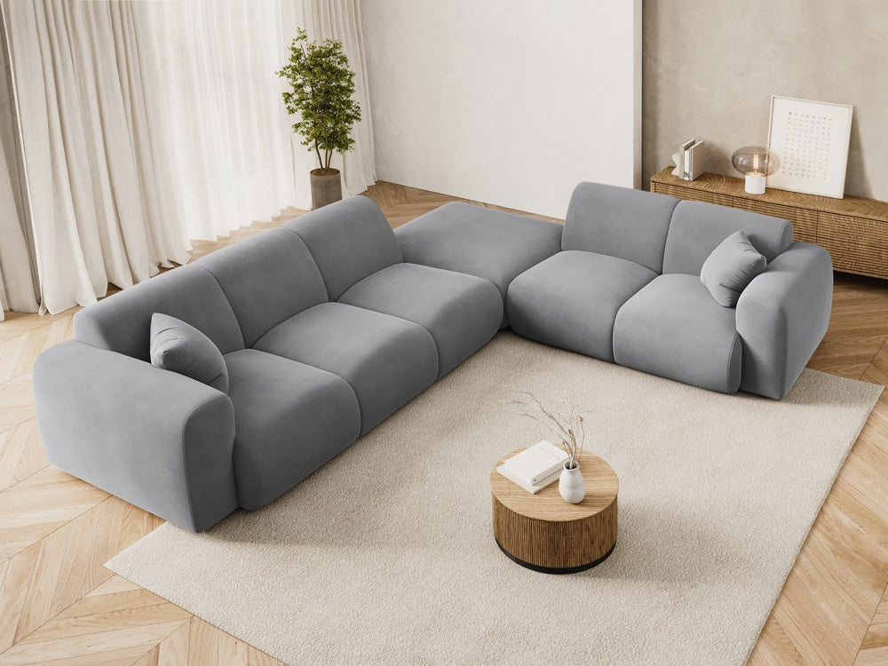 
5-Sitzer Design Ecksofa „Nolio II“ - Samt Hellgrau / Eckteil rechts