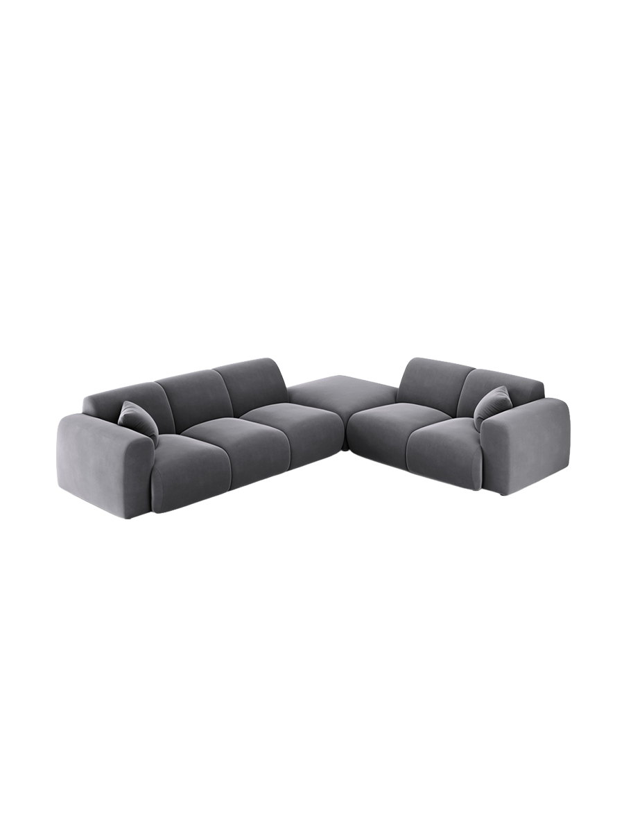 
5-Sitzer Design Ecksofa „Nolio II“ - Samt Dunkelgrau / Eckteil rechts