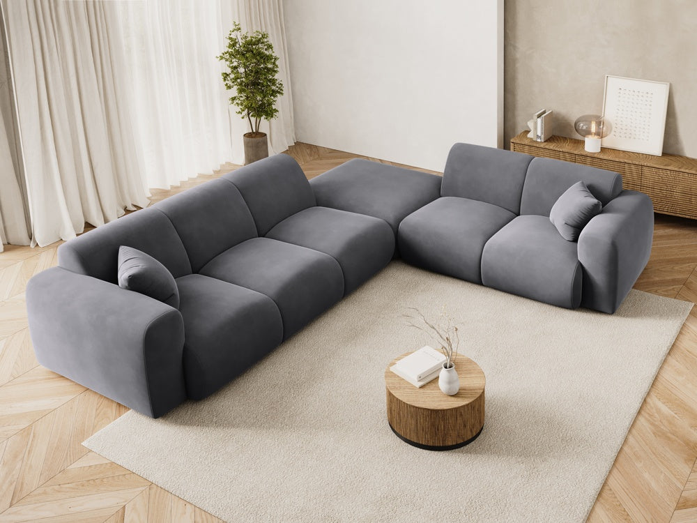 
5-Sitzer Design Ecksofa „Nolio II“ - Samt Dunkelgrau / Eckteil rechts