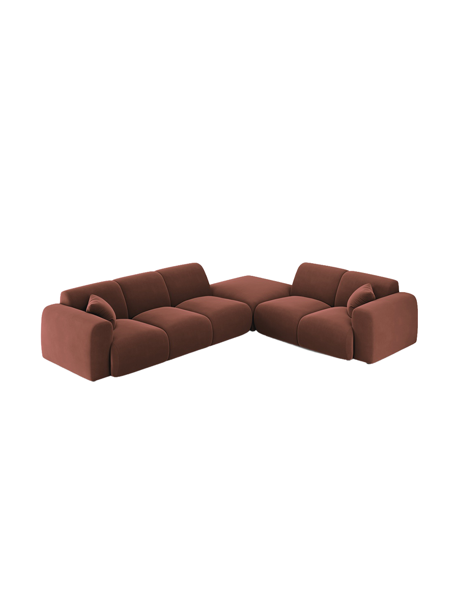 
5-Sitzer Design Ecksofa „Nolio II“ - Samt Terracotta dunkel / Eckteil rechts
