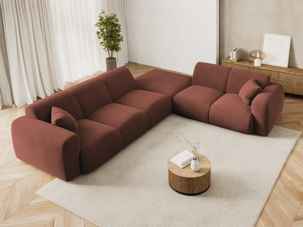 
5-Sitzer Design Ecksofa „Nolio II“ - Samt Terracotta dunkel / Eckteil rechts