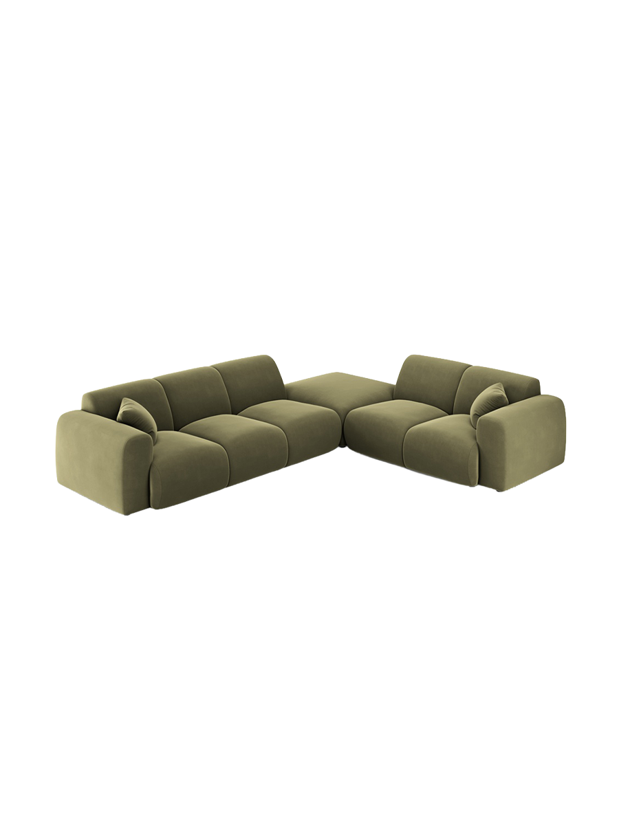 
5-Sitzer Design Ecksofa „Nolio II“ - Samt Hellgrün / Eckteil rechts