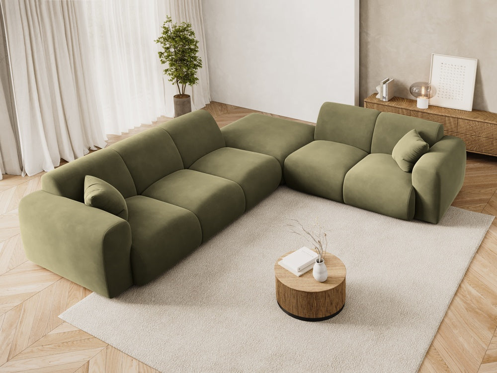 
5-Sitzer Design Ecksofa „Nolio II“ - Samt Hellgrün / Eckteil rechts