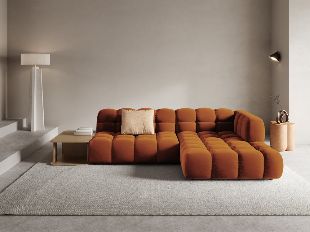 
4-Seater Designer Corner Sofa "Sky" with Side Table - Velvet Terracotta / Right-hand corner section