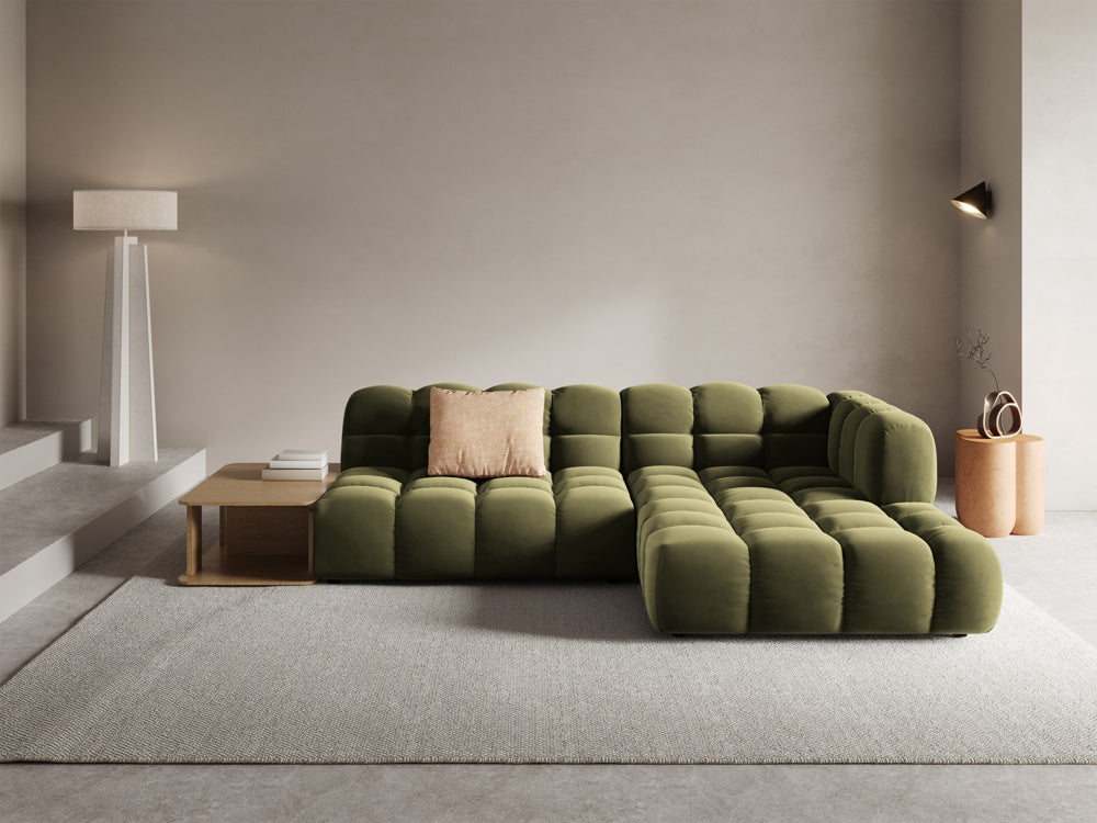 
4-Seater Designer Corner Sofa "Sky" with Side Table - Velvet Light Green / Right-hand corner section