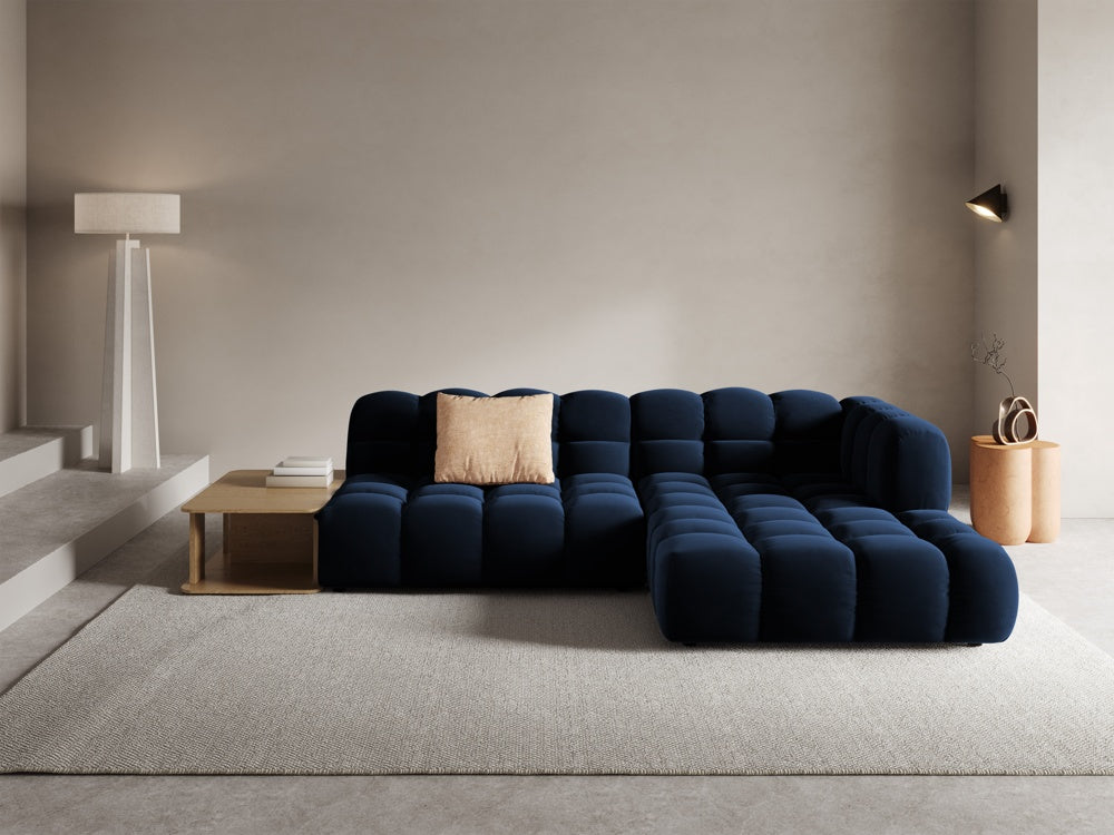
4-Seater Designer Corner Sofa "Sky" with Side Table - Velvet Royal Blue / Right-hand corner section