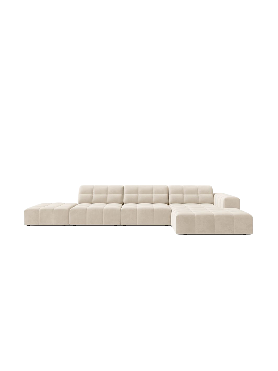 
5-seater designer corner sofa "Chicago" - Light Beige Velvet / Right-hand corner section