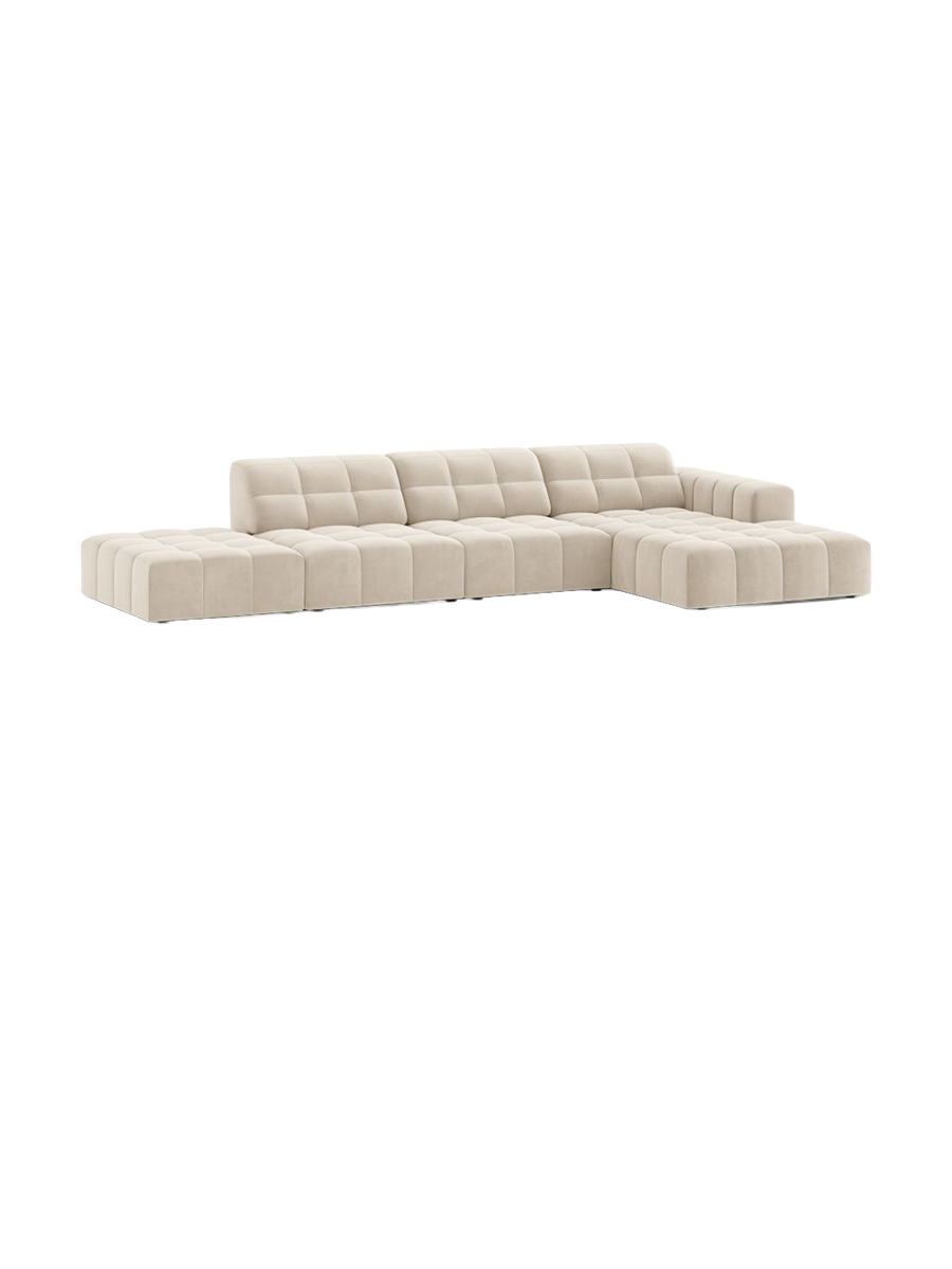 
5-seater designer corner sofa "Chicago" - Light Beige Velvet / Right-hand corner section