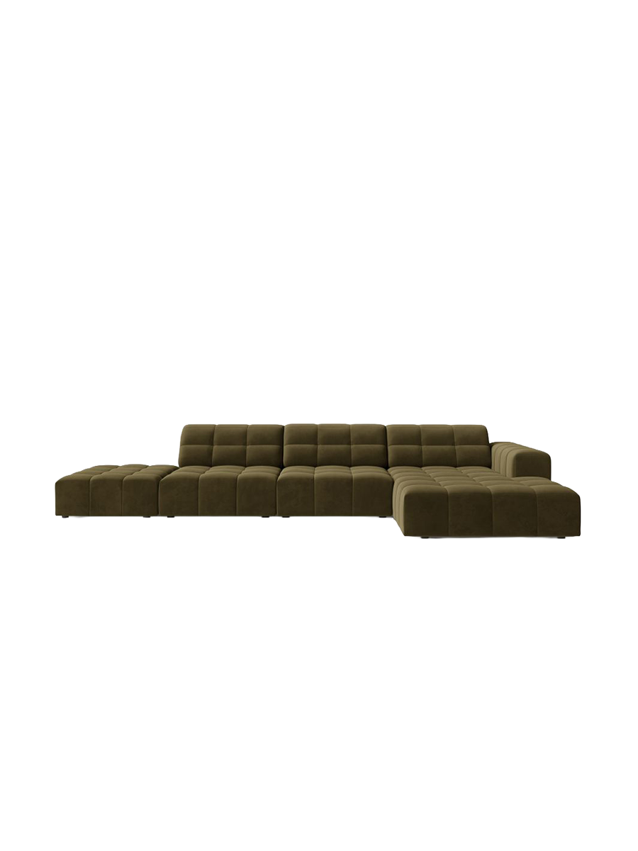 
5-seater designer corner sofa "Chicago" - Velvet Green / Right-hand corner section
