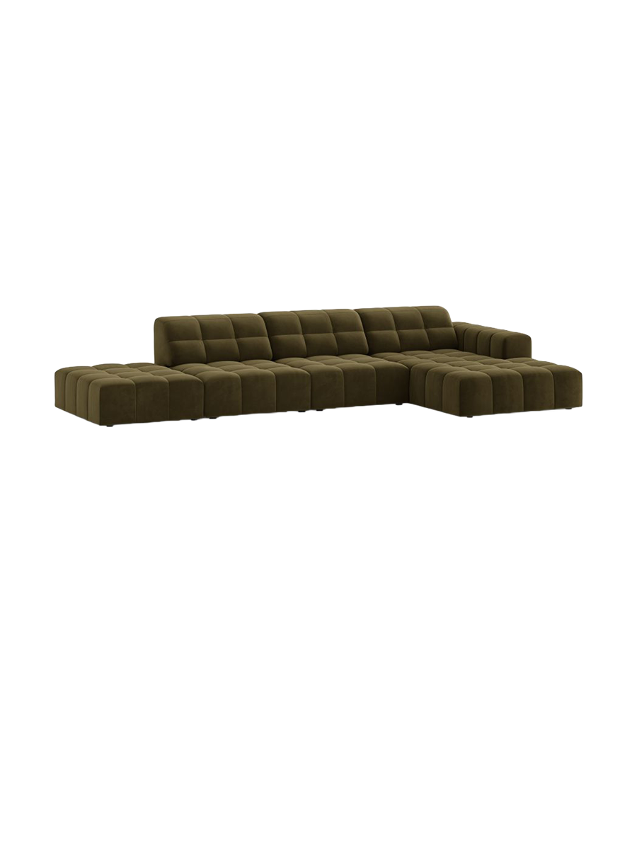 
5-seater designer corner sofa "Chicago" - Velvet Green / Right-hand corner section